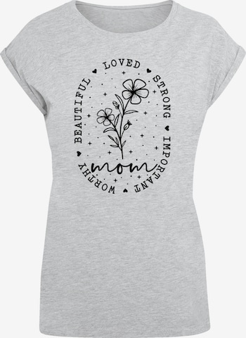 F4NT4STIC T-Shirt 'Mothers Day Black Art Print for Mom Best Mom Ever' in Grau: Vorderseite