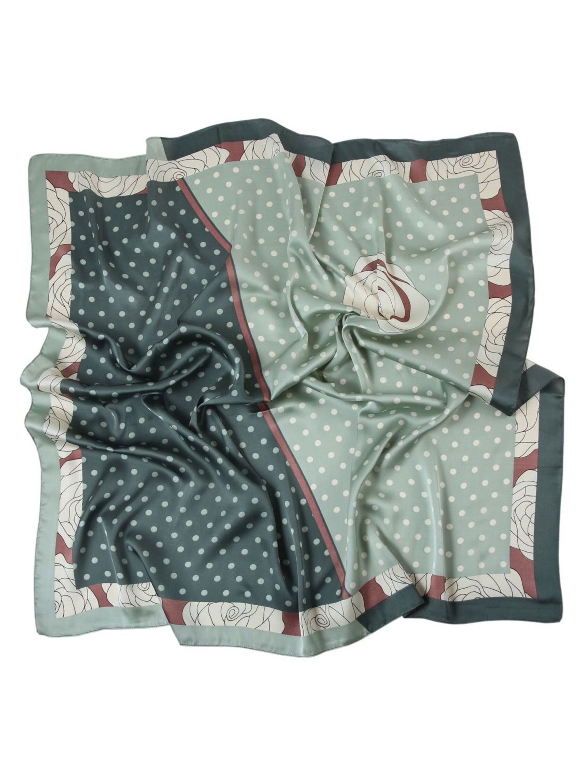 alberto cabale Sjaal 'Grand carré de Soie Fewpoint Zoé' in Groen: voorkant