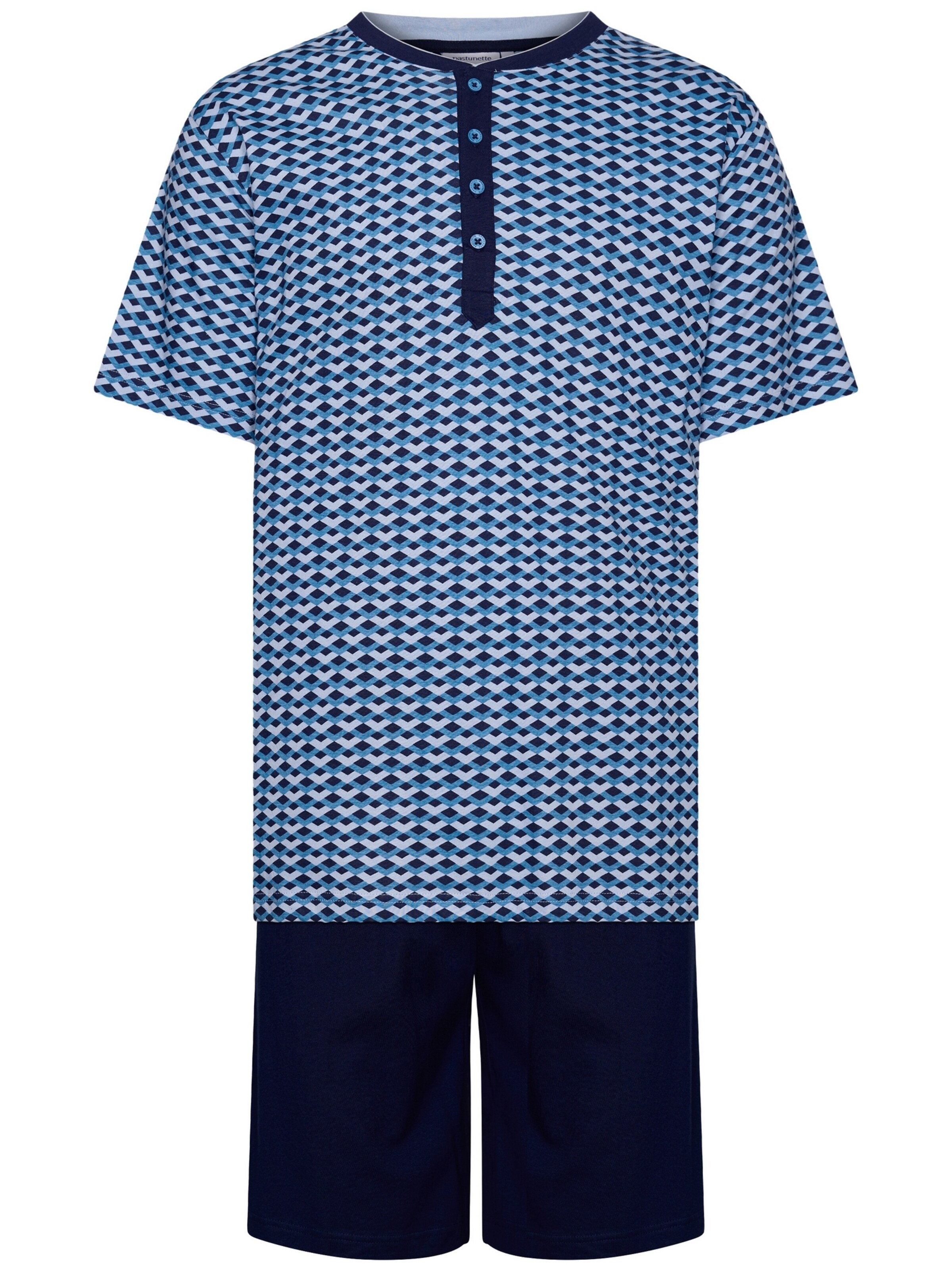 Pyjama court 'Shortama with buttons' Pastunette en bleu : devant