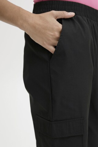 ICHI Wide leg Broek in Zwart