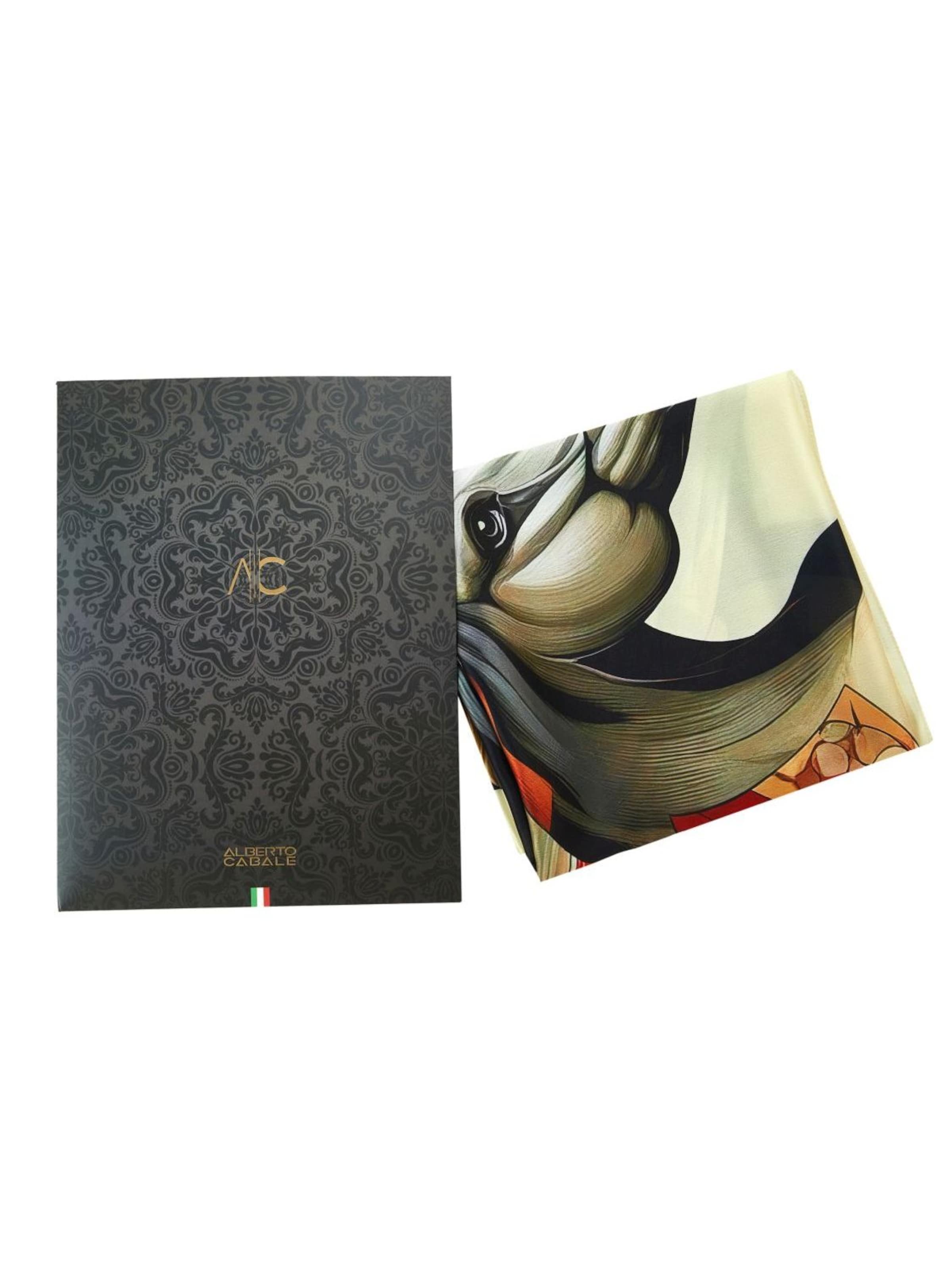 alberto cabale - Chal 'Grand carré de soie Fire Horse Zoé' en naranja