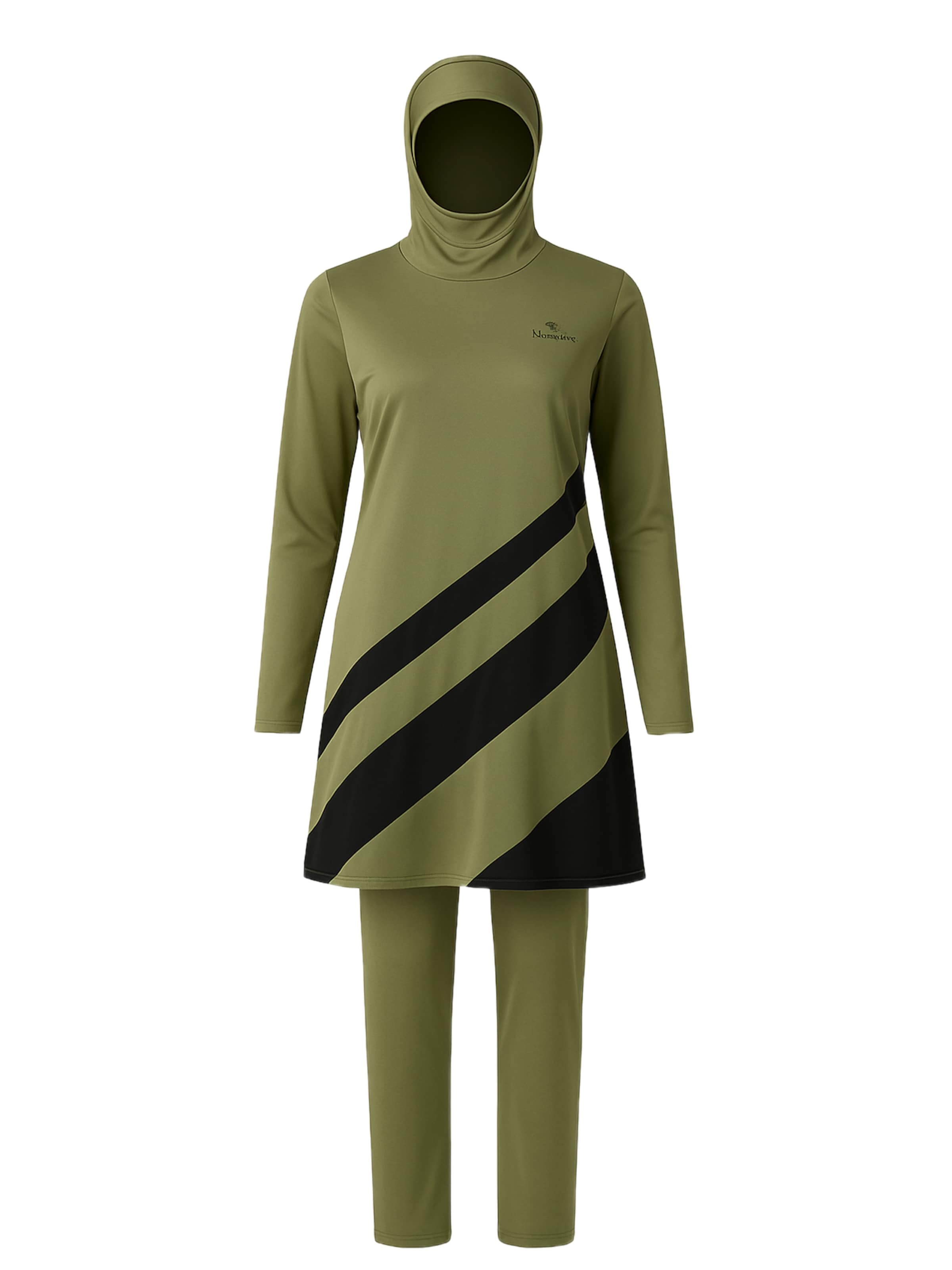 C&City Badpakjurk in de kleur Kaki / Zwart, Productweergave