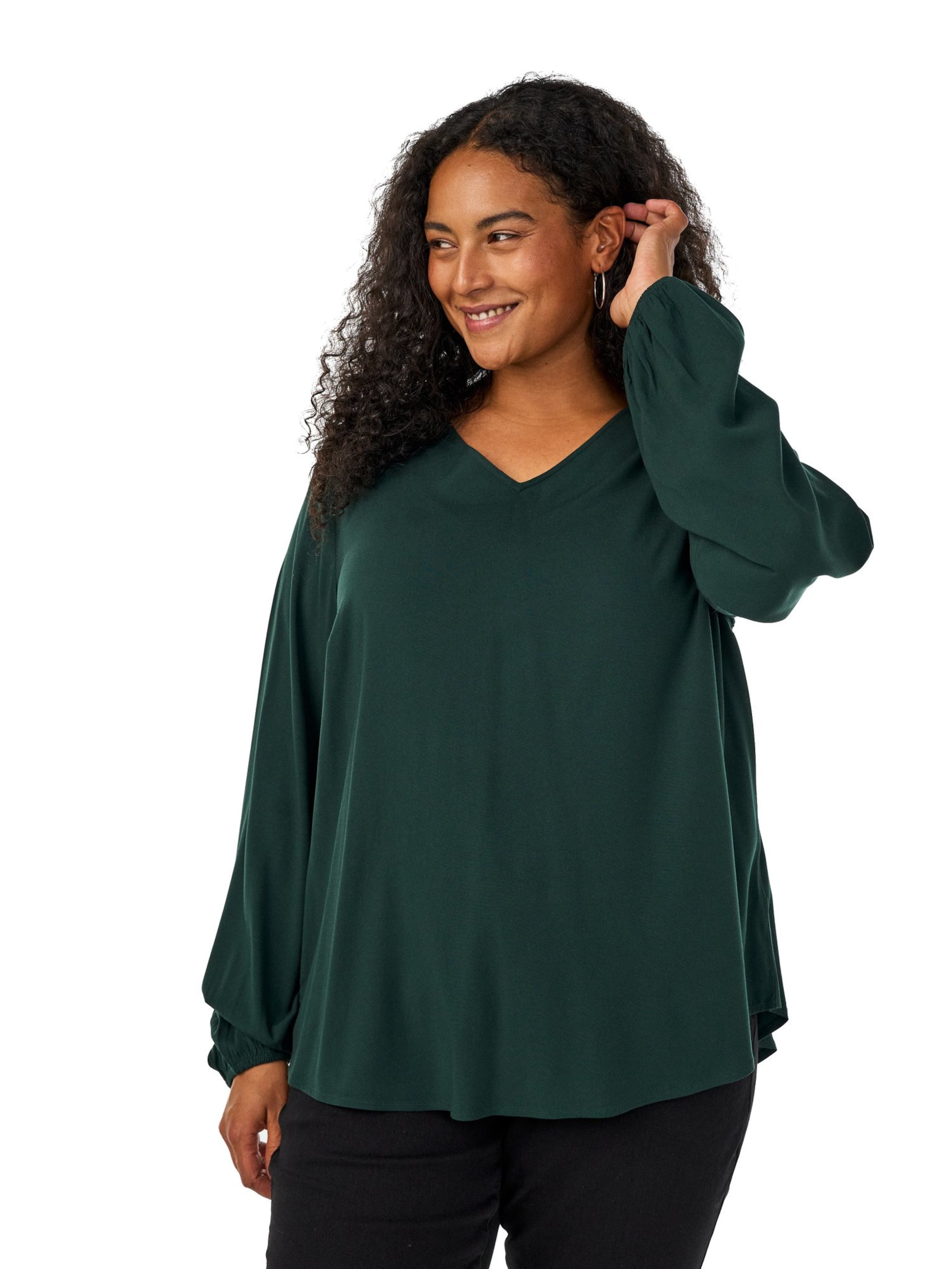 Camicia da donna 'LENNI' di Zizzi in verde: frontale