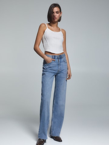 Wide leg Jeans de la Pull&Bear pe albastru