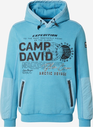 CAMP DAVID Sweater majica u azur / crna / bijela, Pregled proizvoda