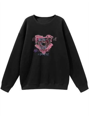 GORHEY Sweatshirt 'Women's Oversized Sweatshirt with Graffiti Print, Warm Fleece Blend'‌‌‌‌ in Schwarz