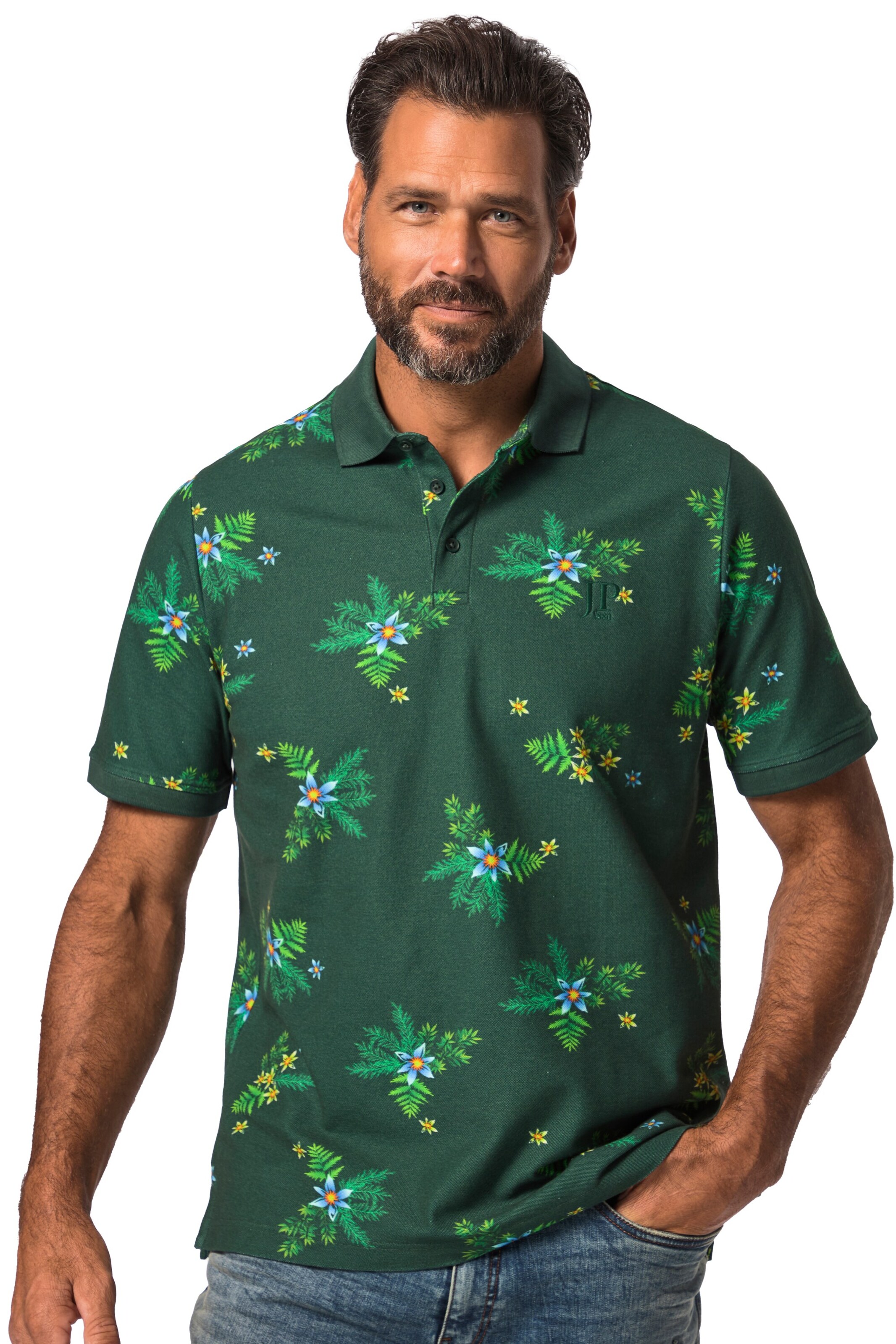 JP1880 Poloshirt in Grün: Vorderseite