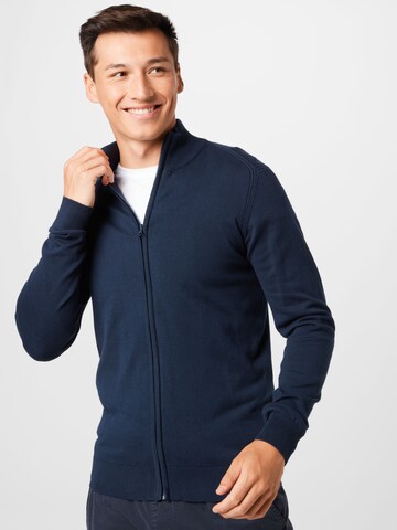 INDICODE JEANS Knit Cardigan 'Chancellor' in Blue: front