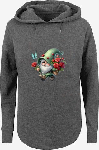 F4NT4STIC Sweatshirt 'Gnom Frühling Blumen Schmetterling' in Grey: front