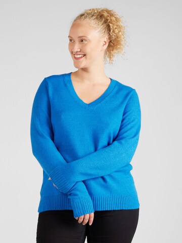 Vila Curve Sweater in Blue: front