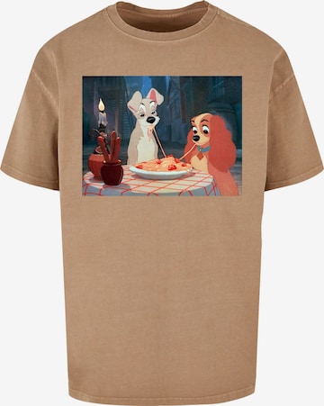 ABSOLUTE CULT Shirt 'Lady And The Tramp - Spaghetti Photo' in Beige: voorkant