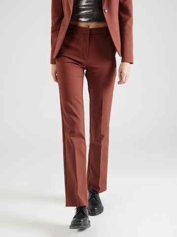 Tiger of Sweden Slim fit Trousers with creases 'NOOWA' in Brown: front