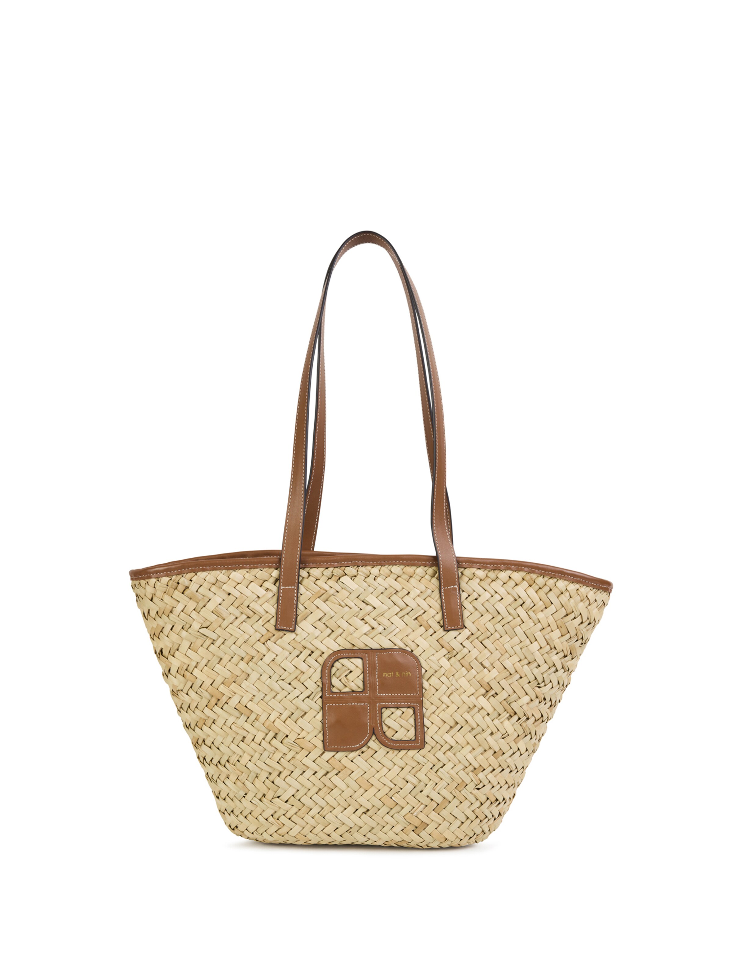 Nat&Nin Μεγάλη τσάντα ' PAPAYA ' σε μπεζ: μπροστά