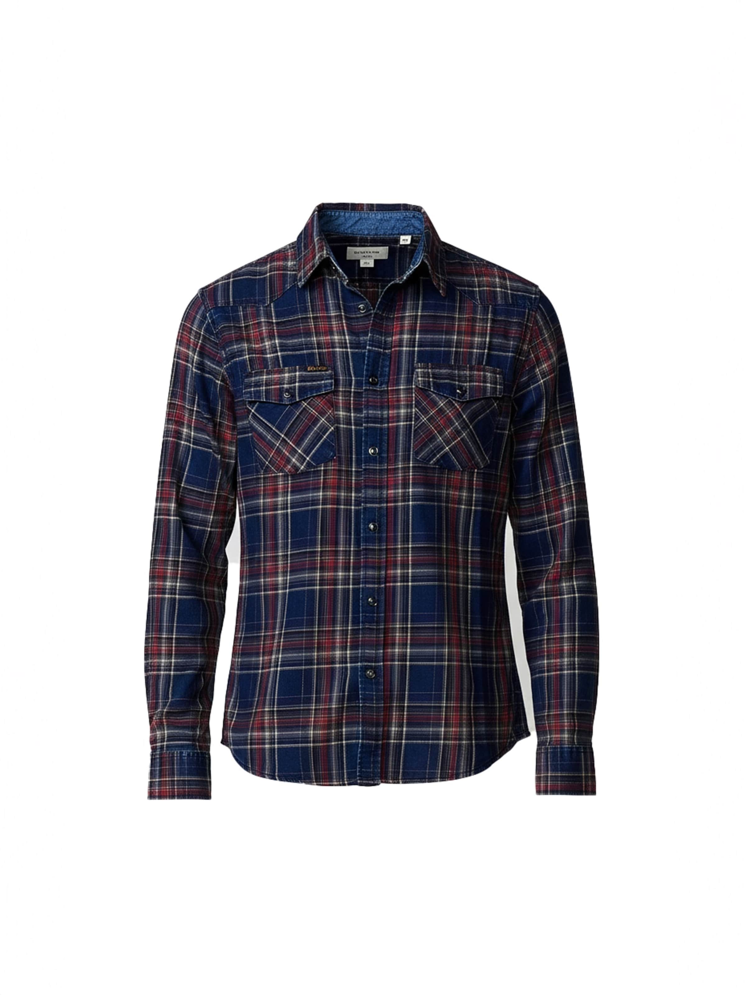 KOROSHI Regular Fit Hemd in Blau: Vorderseite