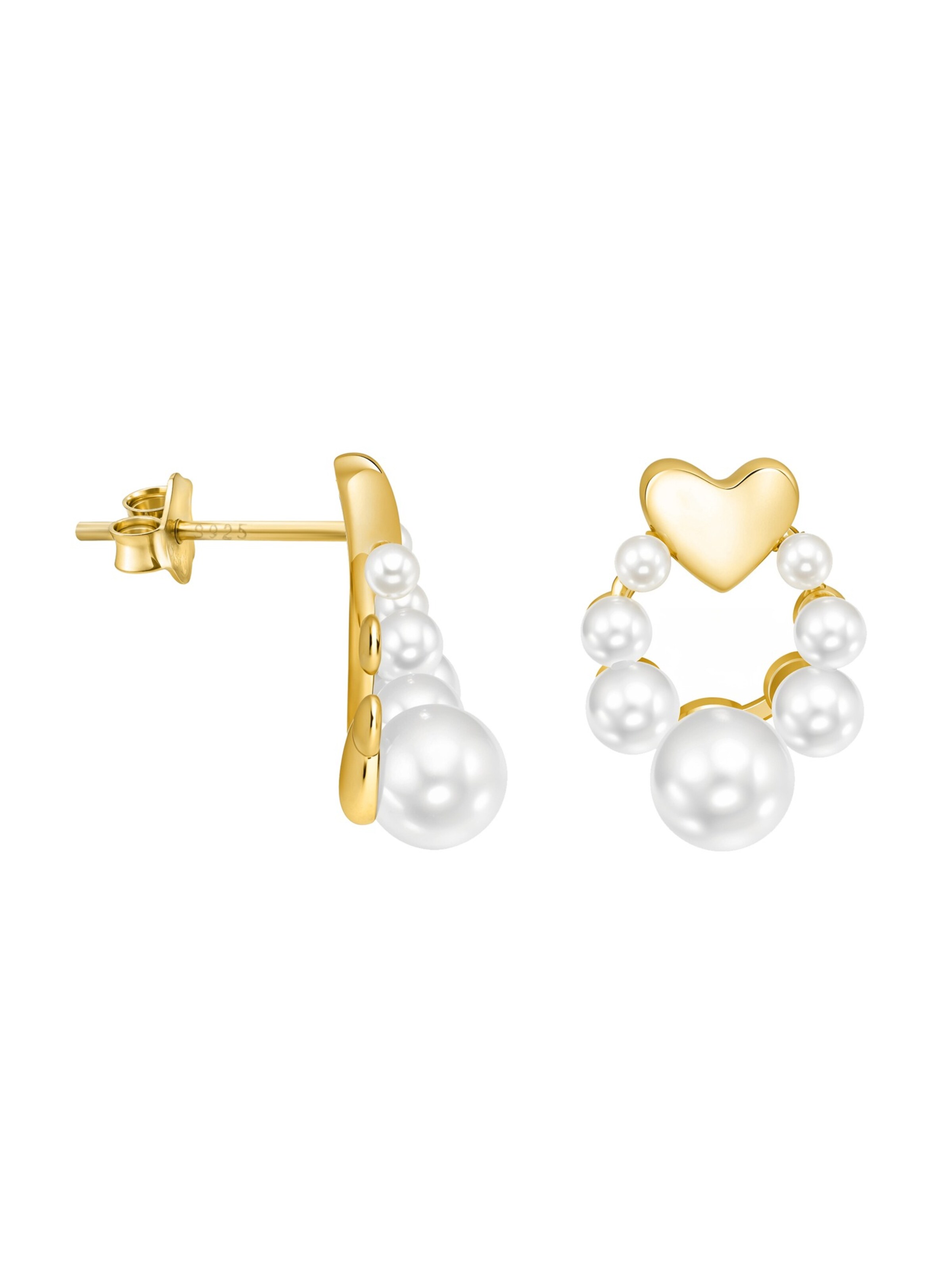 Sofia Milani Ohrringe 'Pearl Heart'‌‌‌ in Gold: Vorderseite