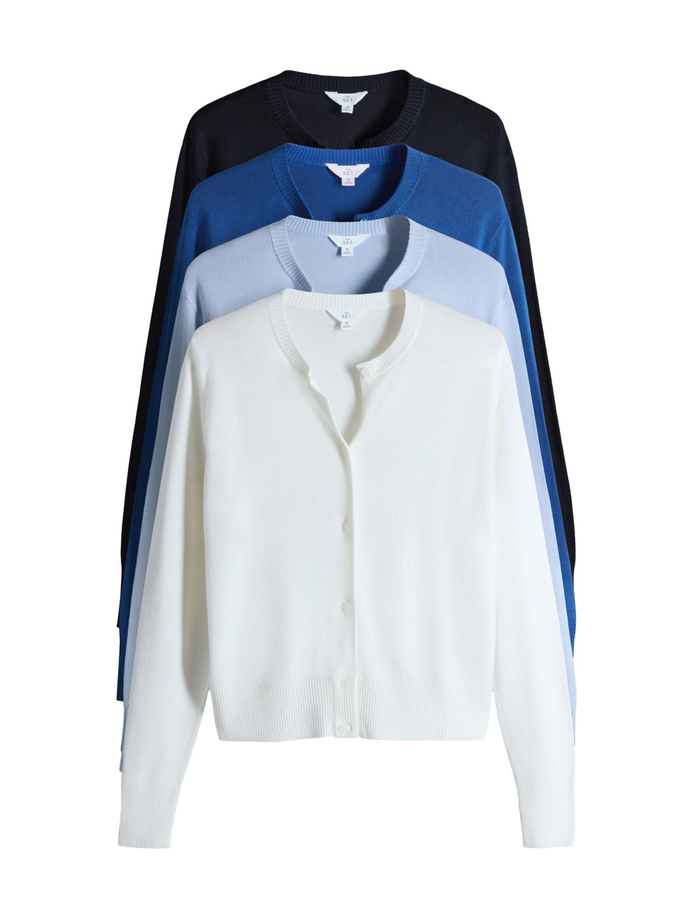 The Set Kardigan u mornarsko plava / svijetloplava / crna / bijela, Pregled proizvoda