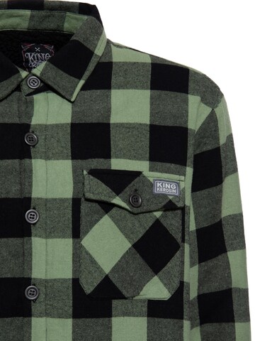 King Kerosin Regular fit Button Up Shirt in Green