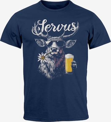 Neverless Shirt 'Servus 3 Bier' in Blue: front