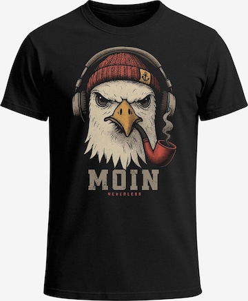 Neverless Shirt 'Moin' in Schwarz: Vorderseite