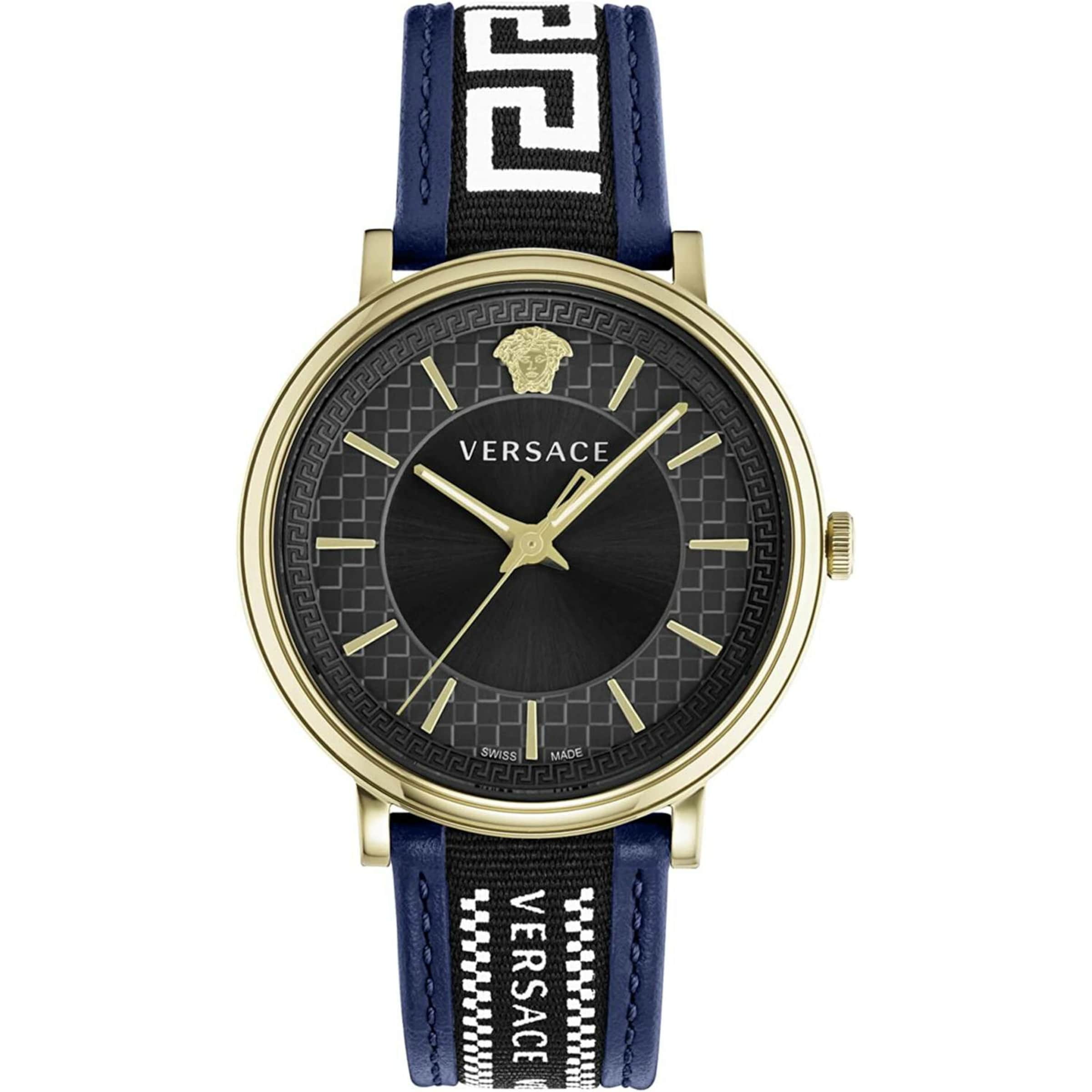 VERSACE Analog Watch 'V-Circle' in Gentian / Gold / Black / White, Item view