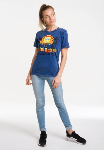LOGOSHIRT T-Shirt 'Spongebob Schwammkopf - Bikini Bottom' in Blau