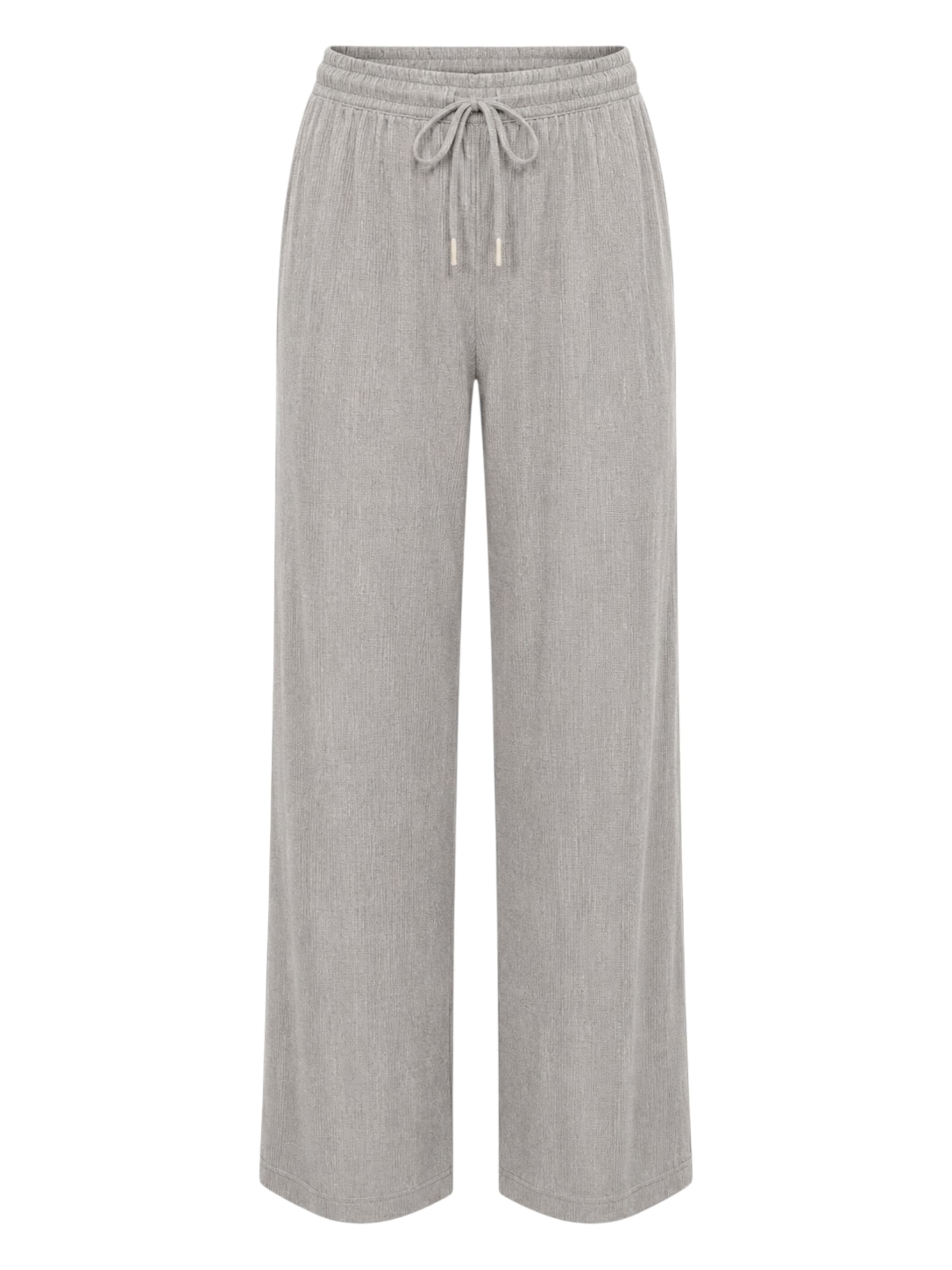 fashionshowcase Wide leg Broek 'FLORYN – Palazzohose Crinkle' in Grijs: voorkant