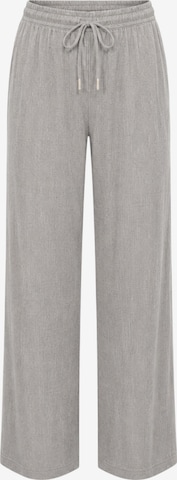 fashionshowcase Wide leg Broek 'FLORYN – Palazzohose Crinkle' in Grijs: voorkant
