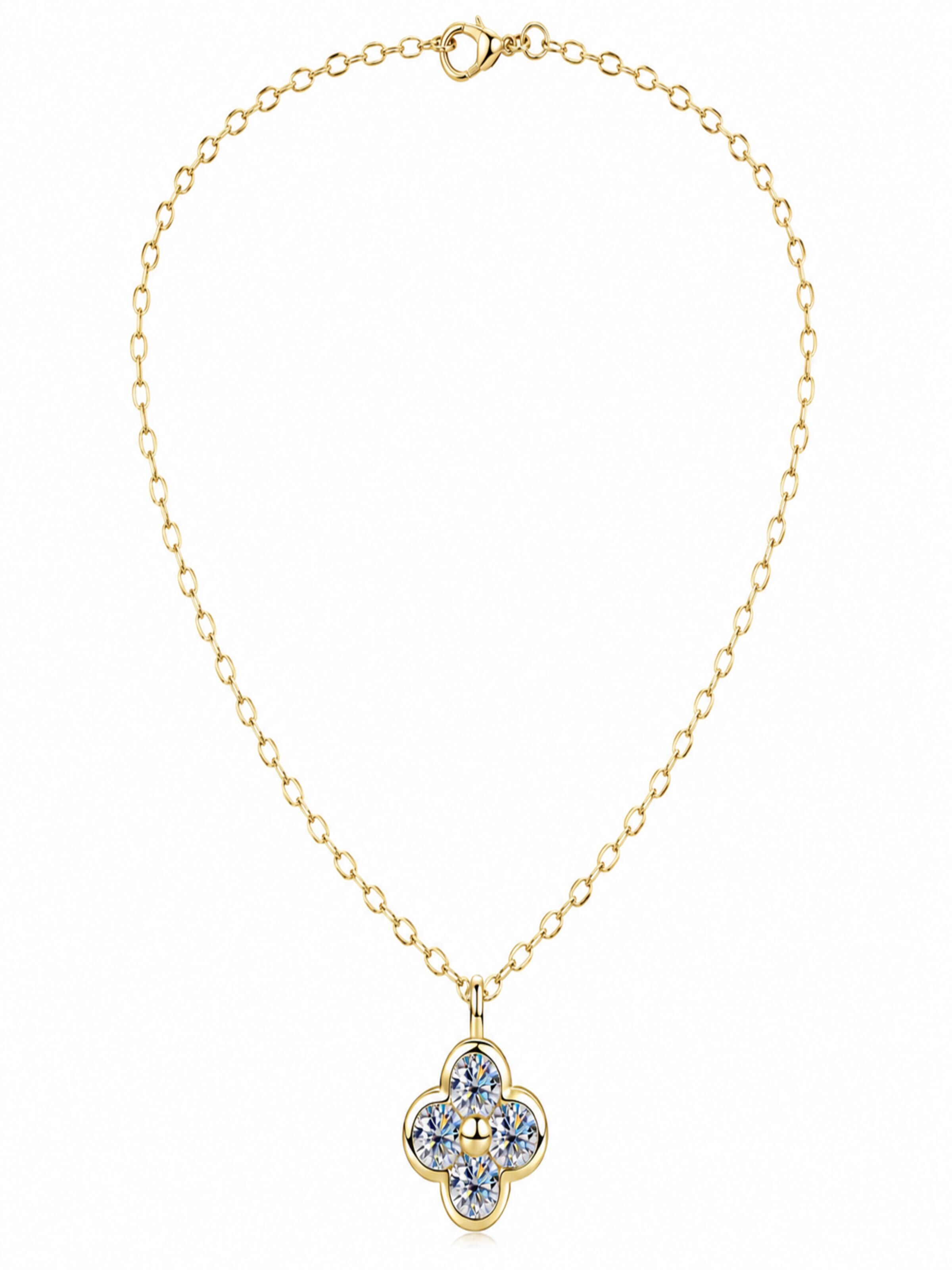 ROUGEMONT Jewellery Necklace 'Glücksbringer Halskette Clover Design 45cm' in Gold: front