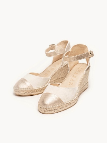 Alhamas - Sandalias con hebilla 'Alpargata Cuña 7 cm' en oro