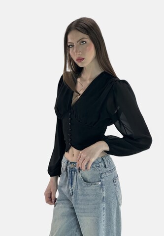 Elara Bluse in Schwarz: Vorderseite