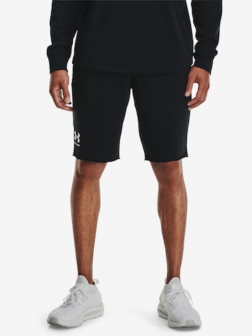 UNDER ARMOUR Regular Sportbroek 'Rival Terry' in Zwart: voorkant