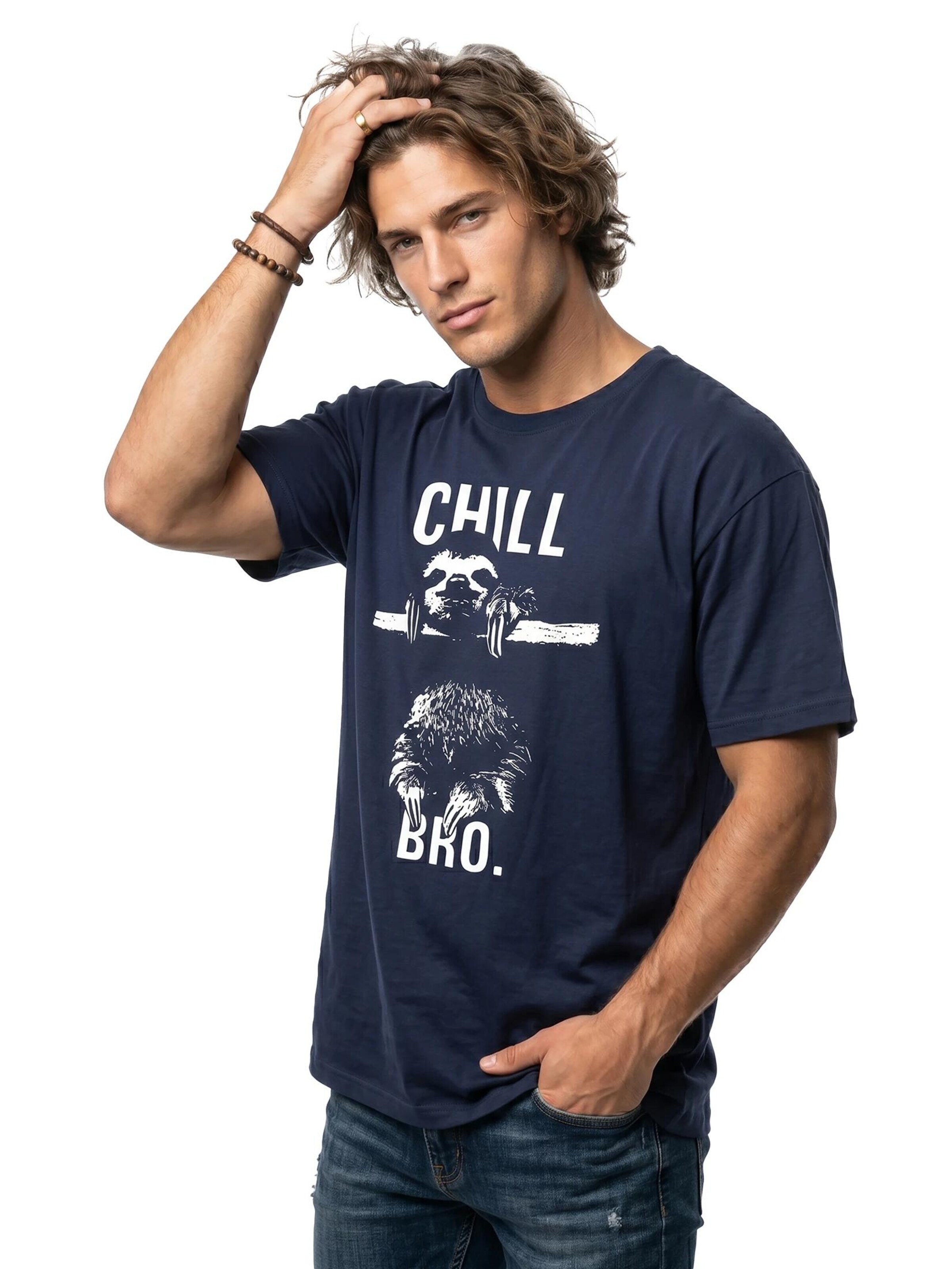 MAKAYA Shirt 'Chill Bro.' in Blue