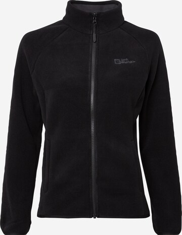 JACK WOLFSKIN Athletic Fleece Jacket 'Moonrise' in Black: front