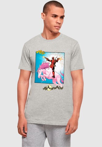 Maglietta 'Deadpool - Unicorn Battle' di ABSOLUTE CULT in grigio: frontale