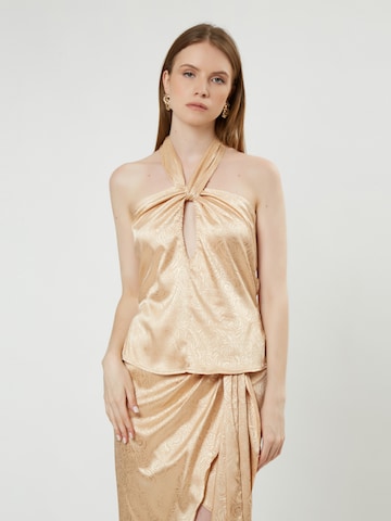 Influencer Top 'Tie up' in Gold: front