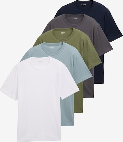 Marškinėliai iš TOM TAILOR, spalva – tamsiai mėlyna jūros spalva / šviesiai mėlyna / pilka / alyvuogių spalva / balta, Prekių apžvalga