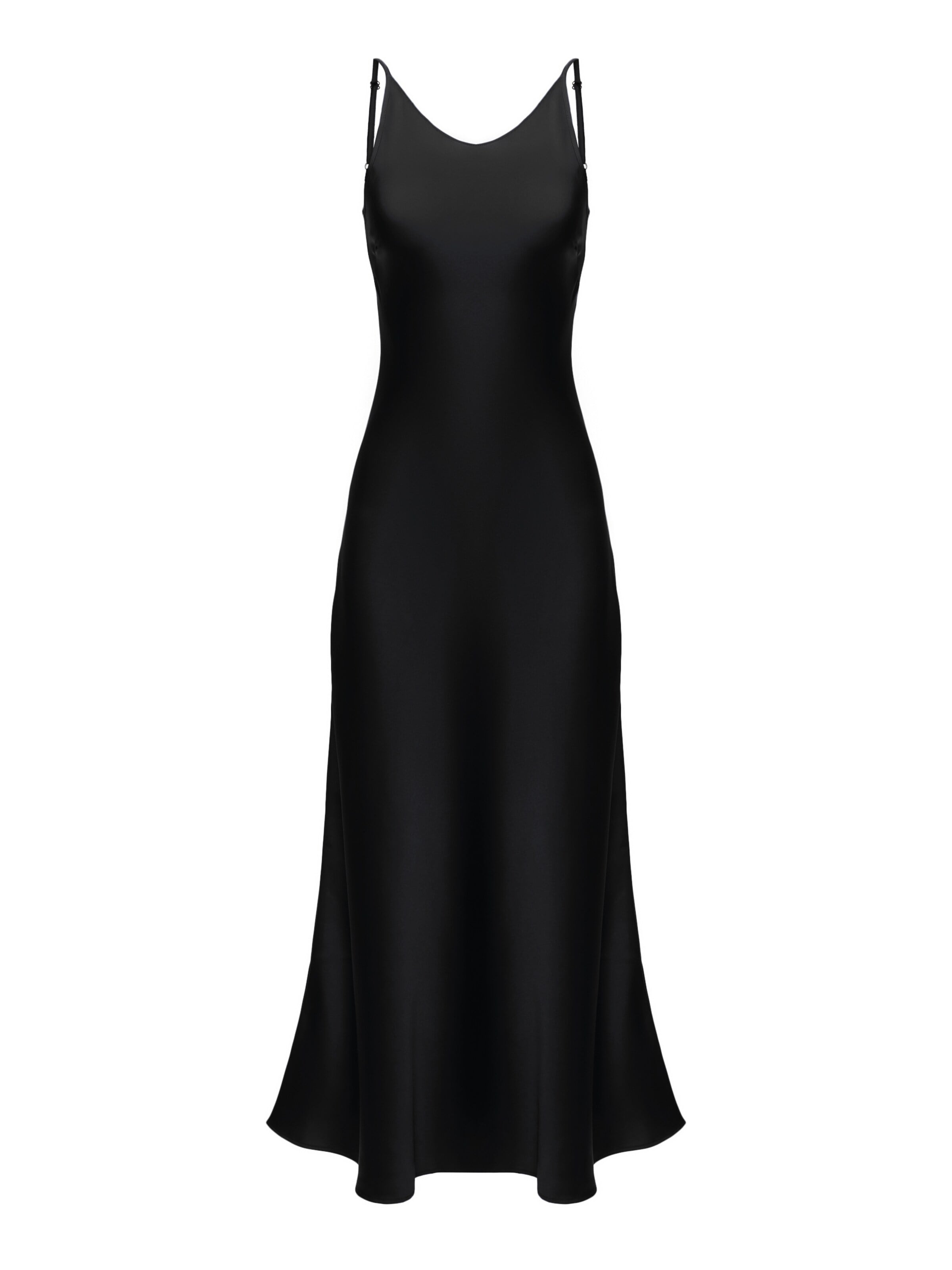 Serena Silueta Jurk 'Midi satin slip dress 'Majestic'' in Zwart: voorkant