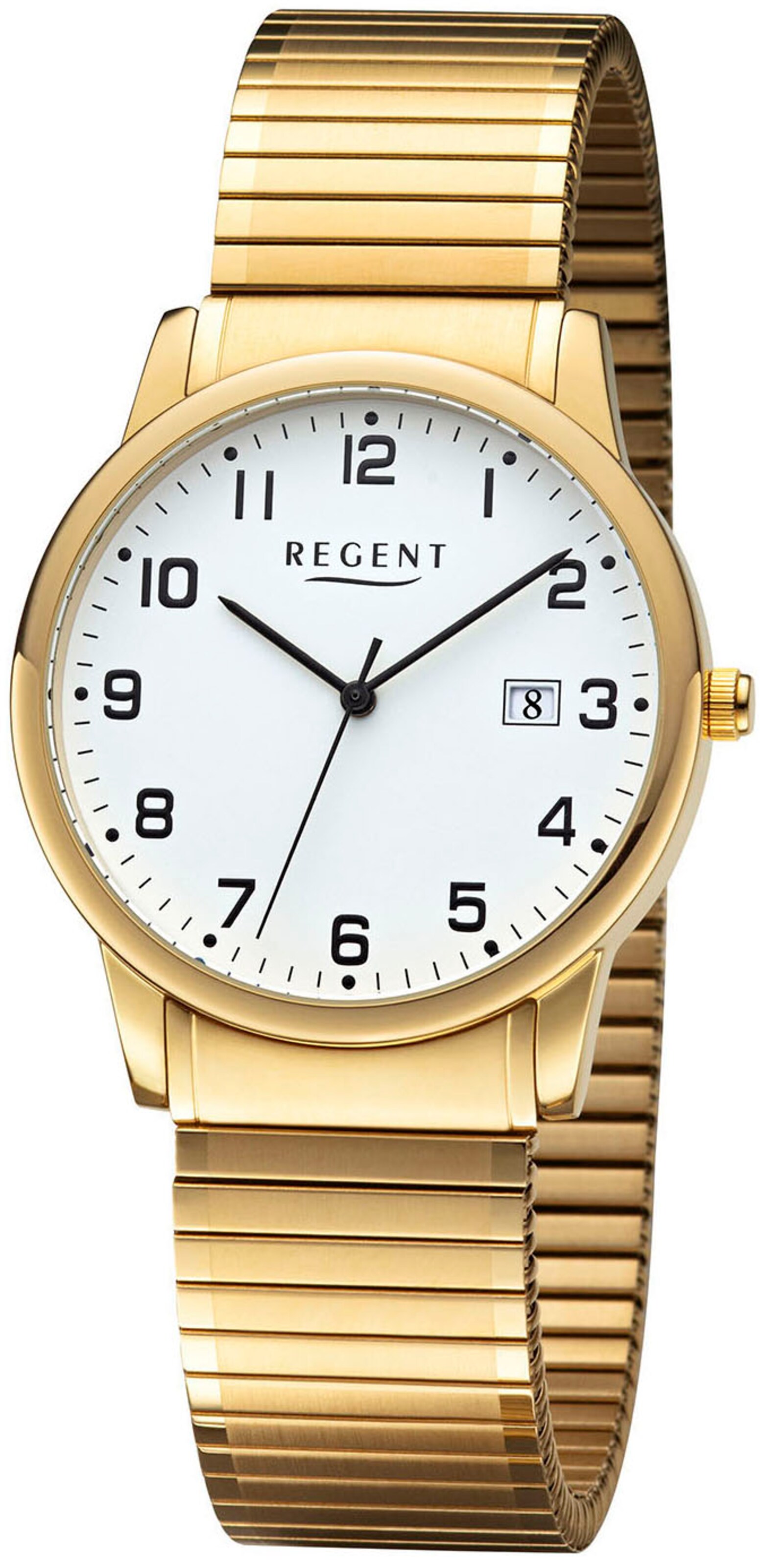 REGENT Analoguhr in Gold: Vorderseite