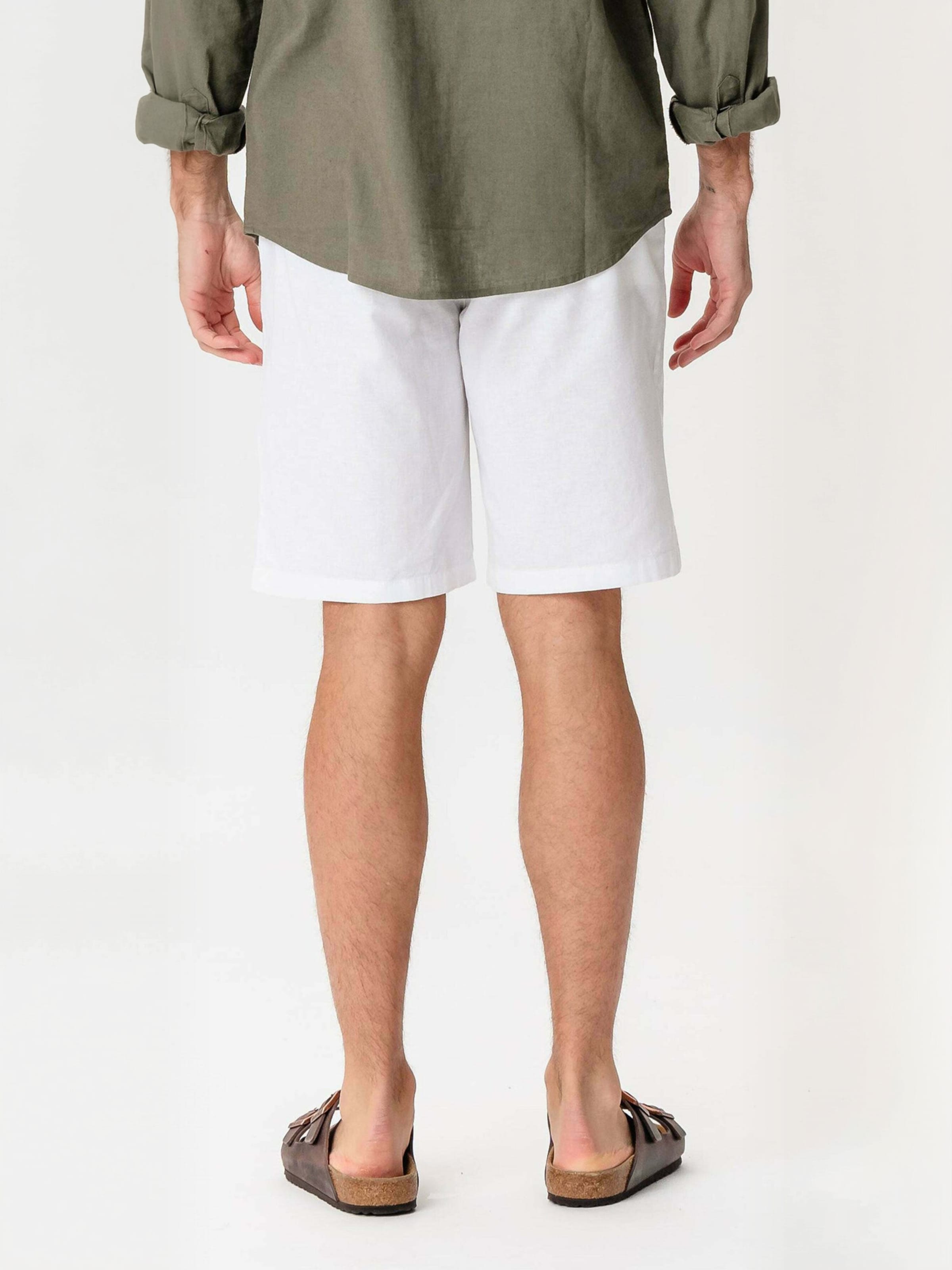Regular Pantalon ' Linen Blend ' TEESHOPPEN en blanc