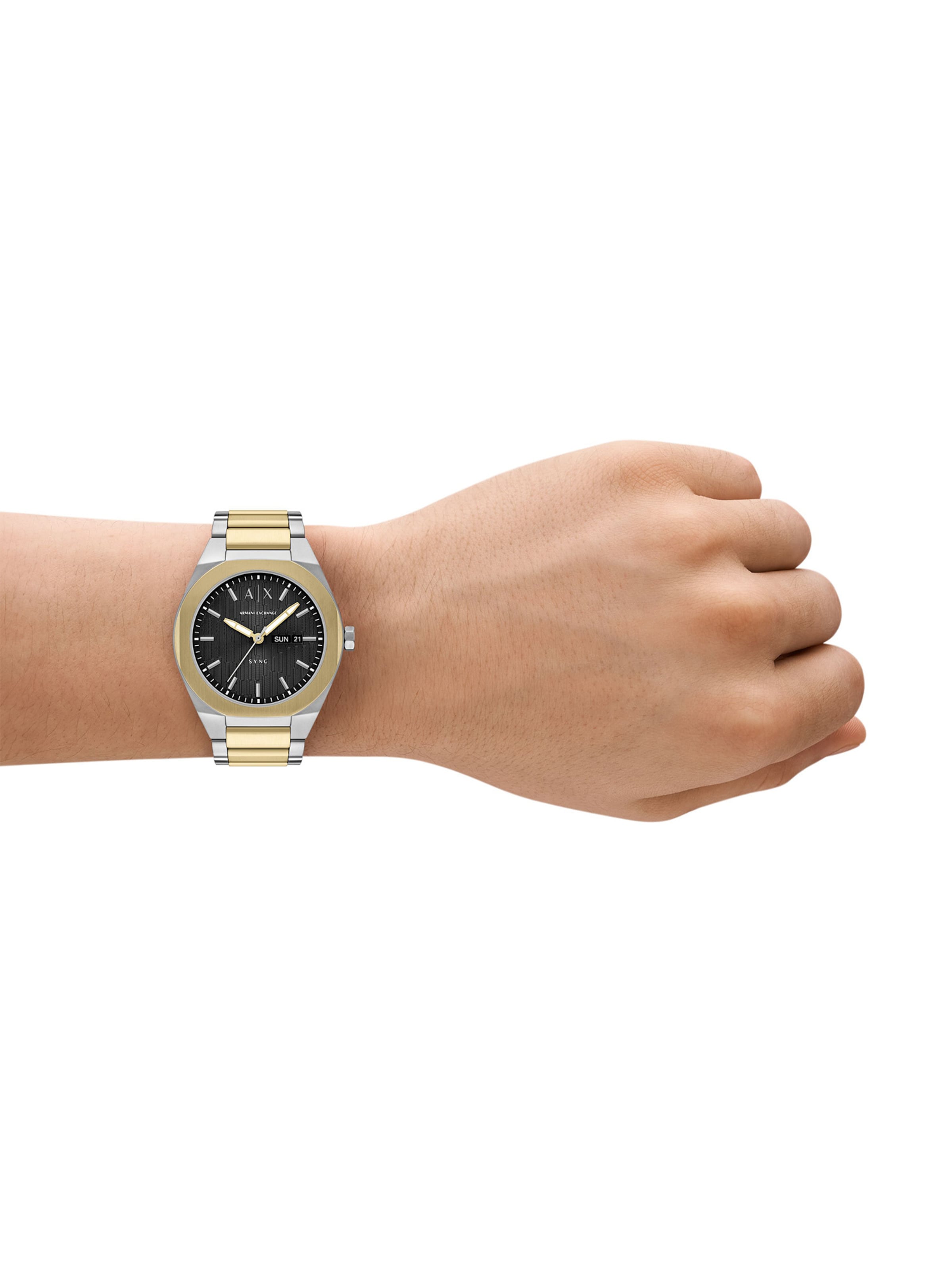ARMANI EXCHANGE Analoog horloge 'Sync' in Goud: voorkant