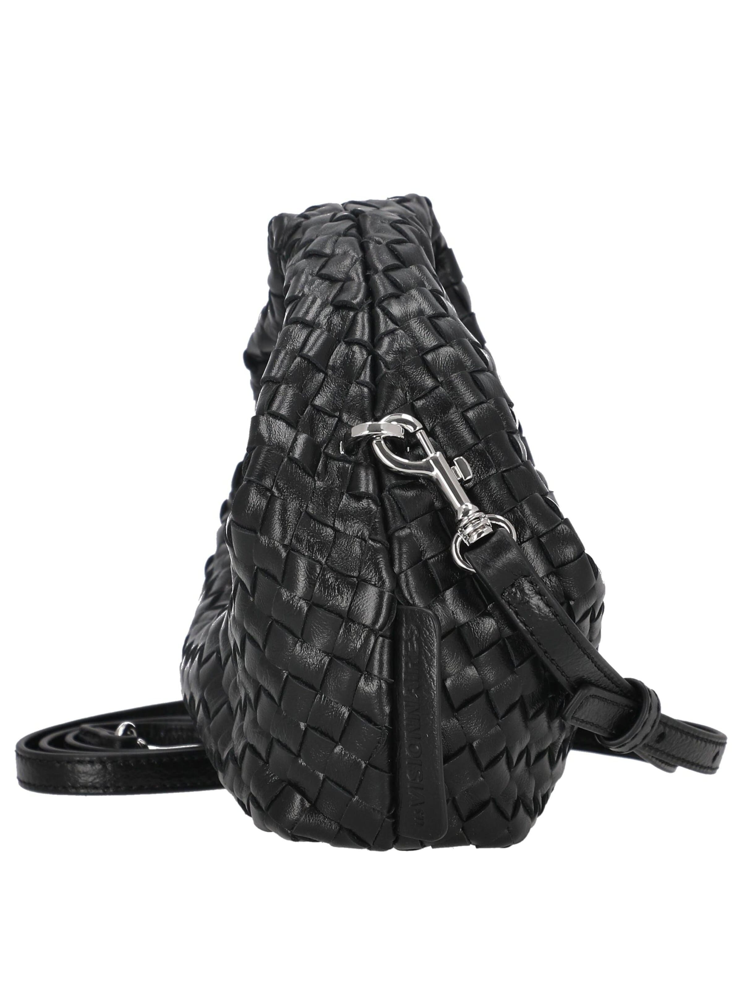 Les Visionnaires Handbag 'Greta Micro Weave Glossy' in Black