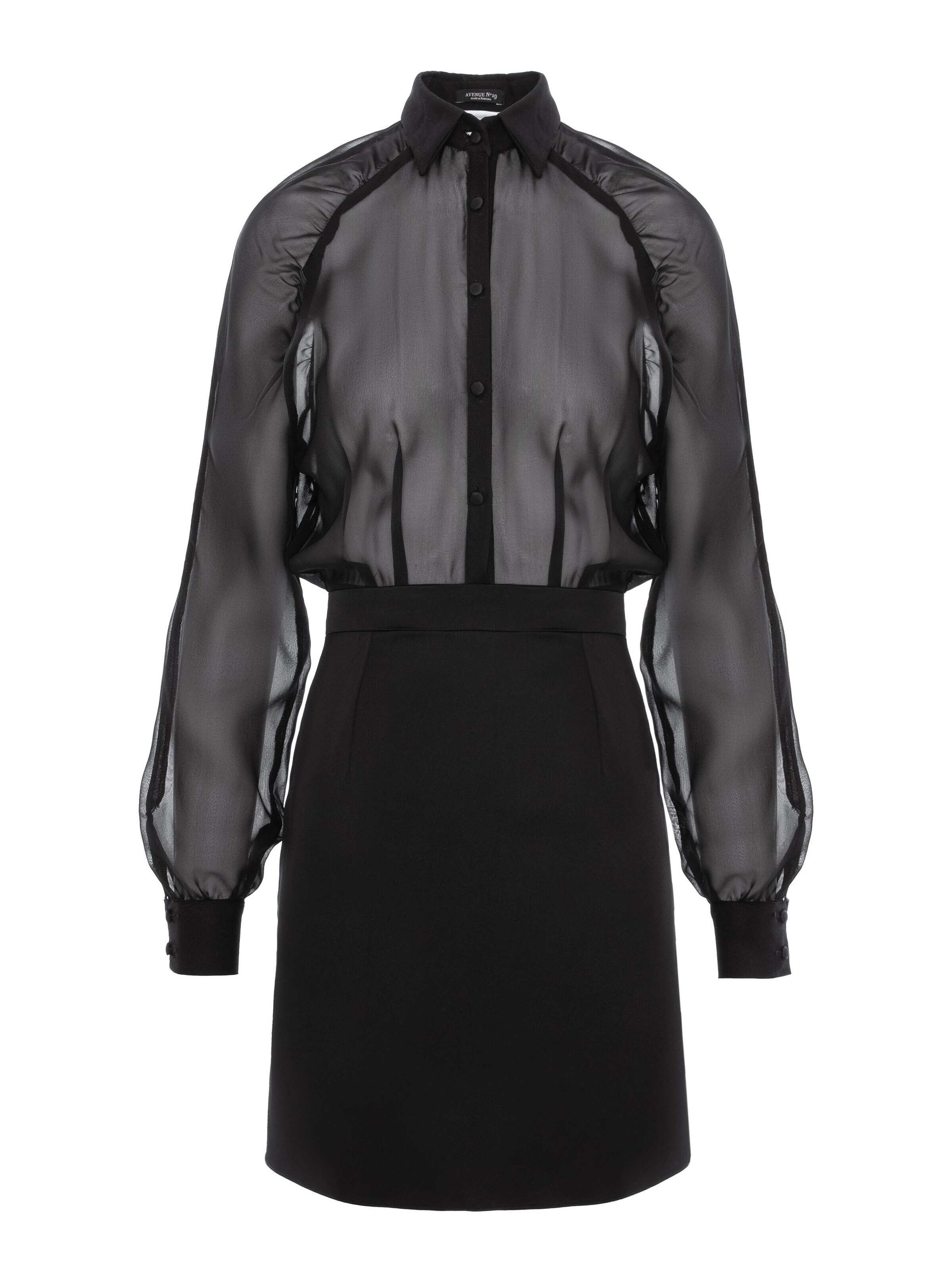Robe 'Gathered Raglan' AVENUE N°29 en noir : devant