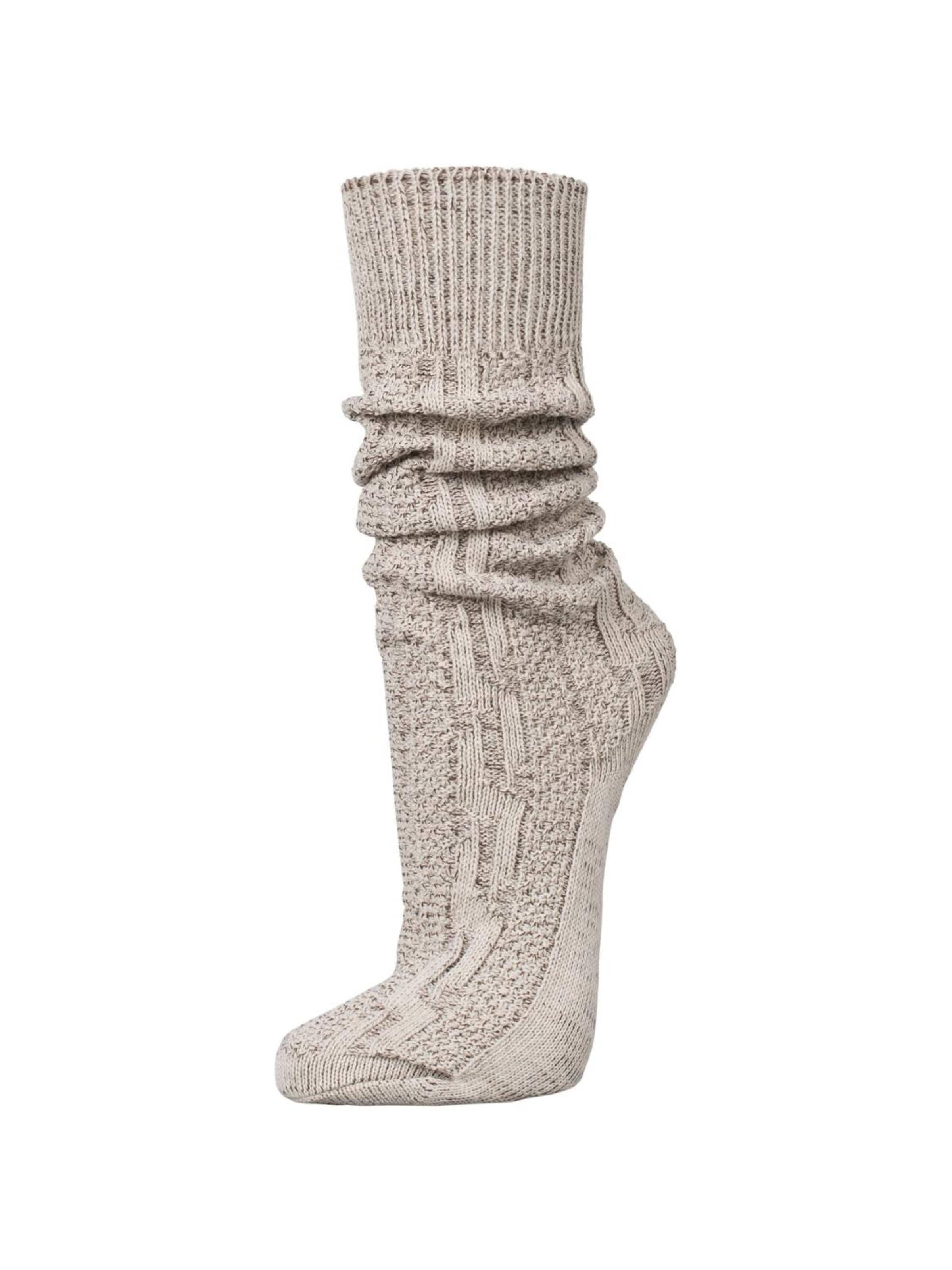 Paulgos Traditional Socks 'PAULGOS Trachtensocken Trachtenstrümpfe Socken Kniestrümpfe mit Zopfmuster in 3 Farben Gr. 39-47' in Beige: front