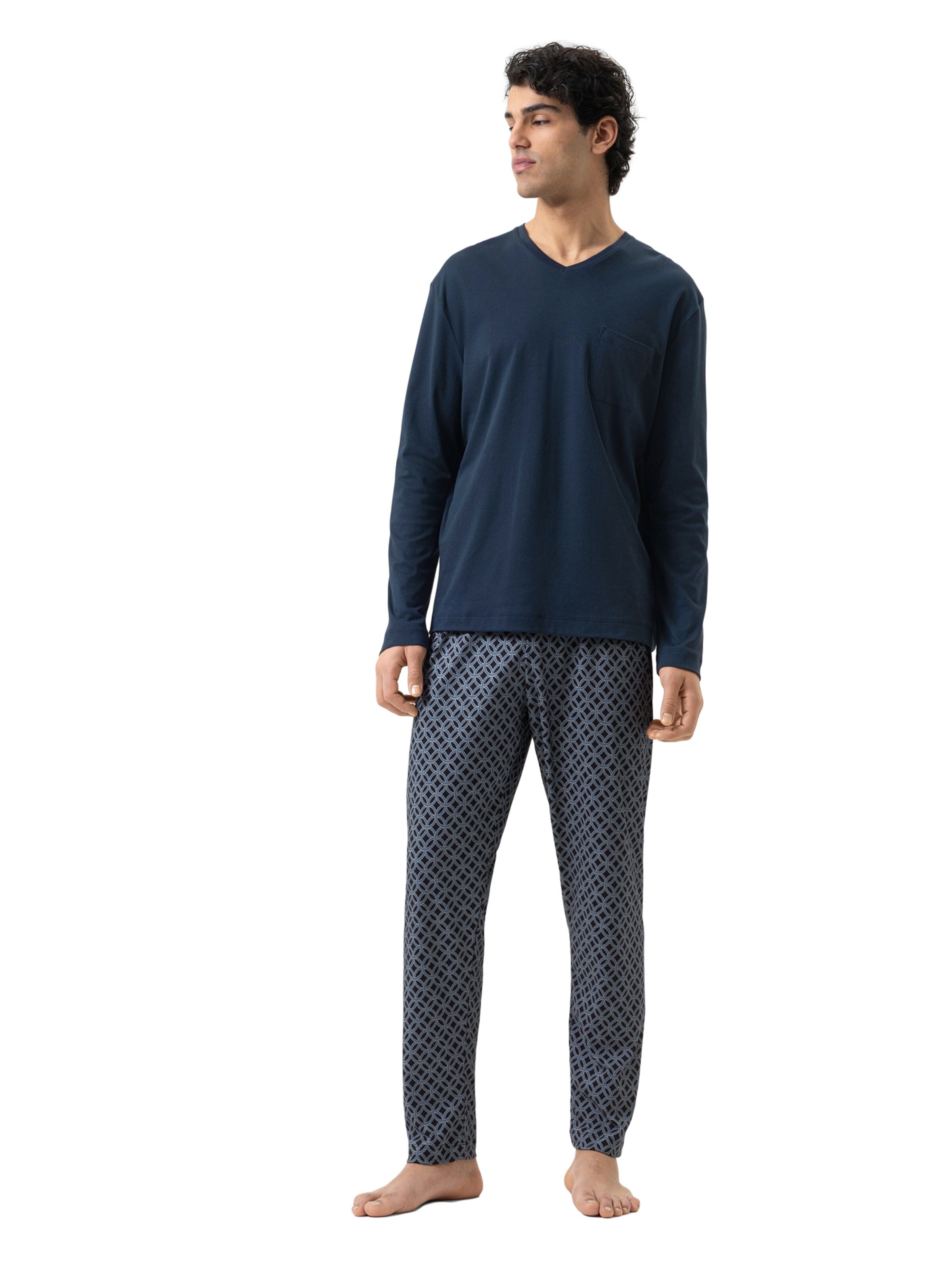 Mey Pajamas long in Blue: front