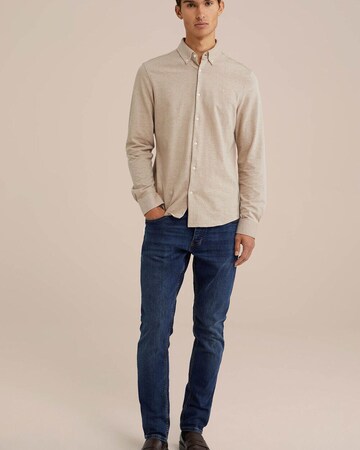 WE Fashion Slim fit Button Up Shirt in Beige