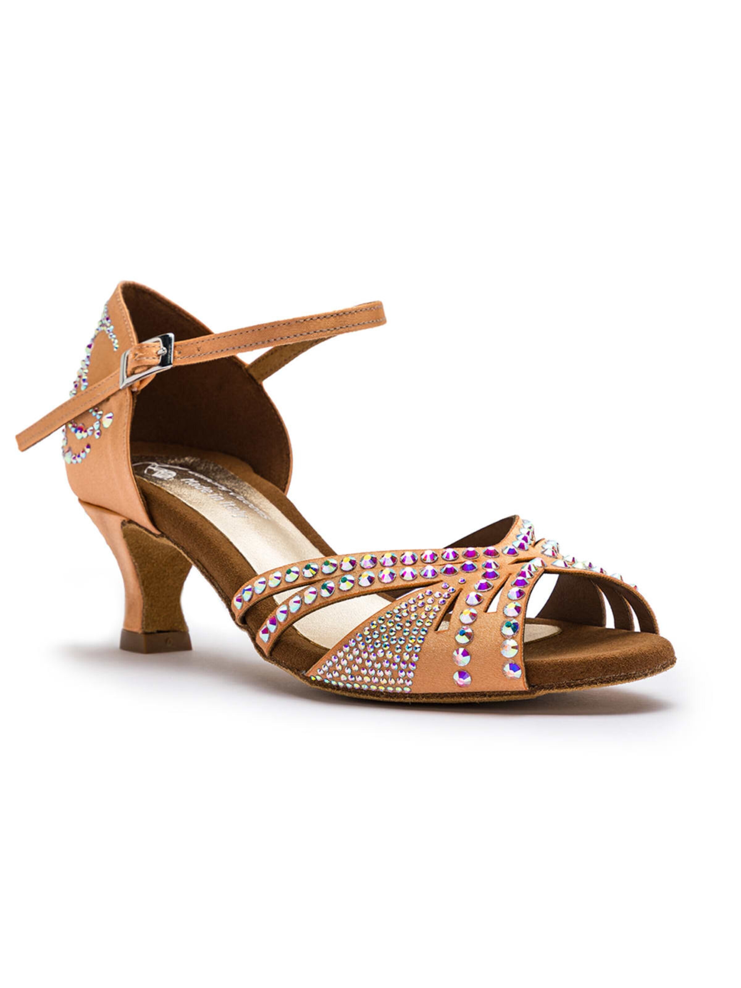 Dancing Queens Strap Sandals 'Sparkle Shine Tanzschuhe - Absatz 5.0 cm flare' in Beige: front