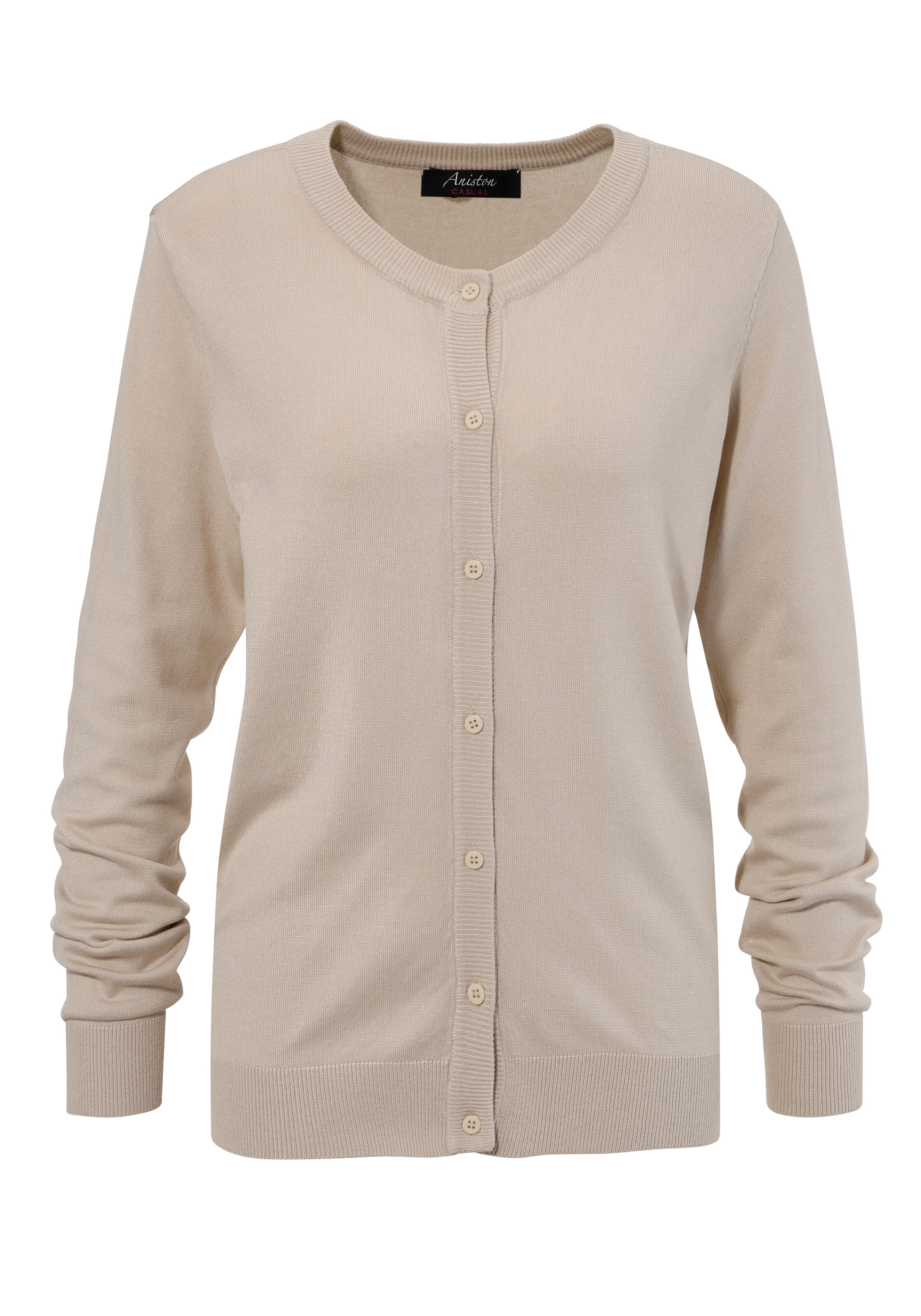Aniston CASUAL Strickjacke in Beige: Vorderseite