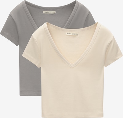 Pull&Bear Shirt in de kleur Beige / Grijs, Productweergave