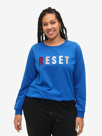 Sweat-shirt Zizzi en bleu : devant