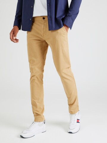 Coupe slim Pantalon chino 'Scanton' Tommy Jeans en beige : devant